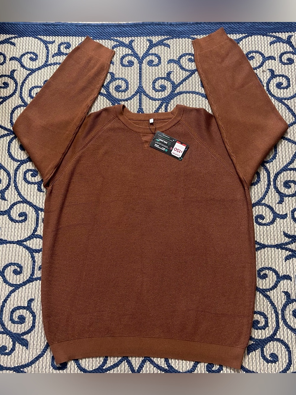 Men's Crewneck Sweater in Rust Brown 100% VISCOSE